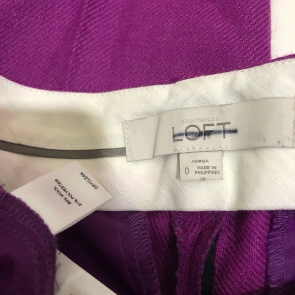 NWOT LOFT Marisa Wool Blend Cuffed Ankle Pants Trousers Office Work Wear New - Picture 5 of 16